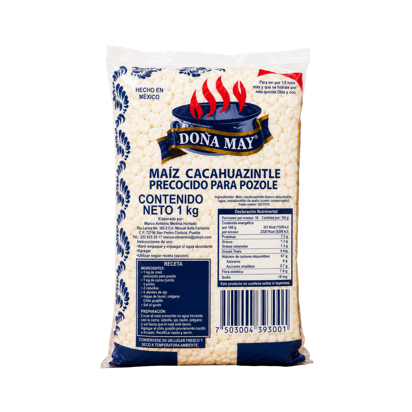 Maíz Cacahuazintle Precocido para Pozole 1kg